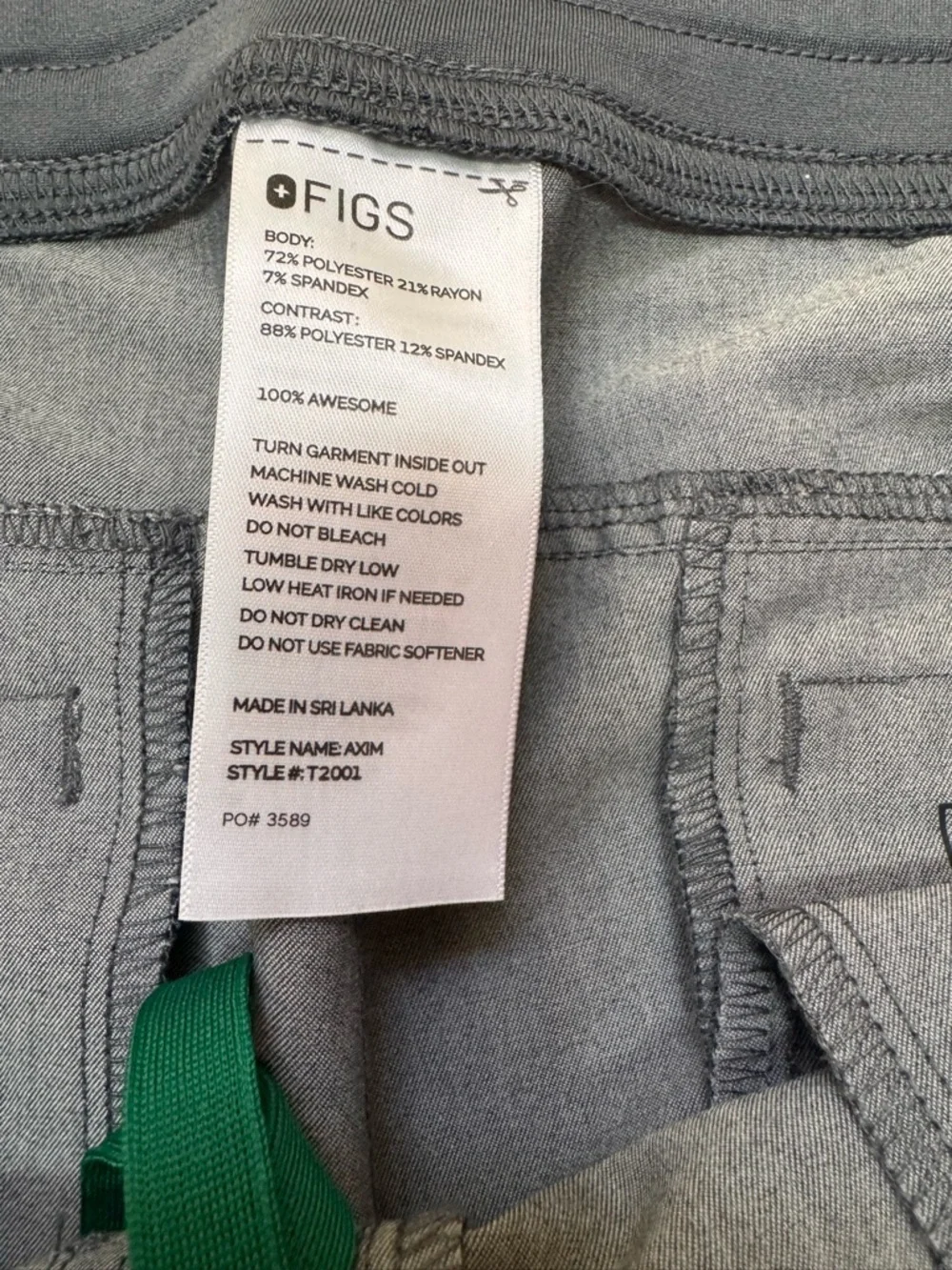 AXIN Graphite Fixed Waist Pants Size XXL High Rise Straight Leg 7 Pocket Cargo